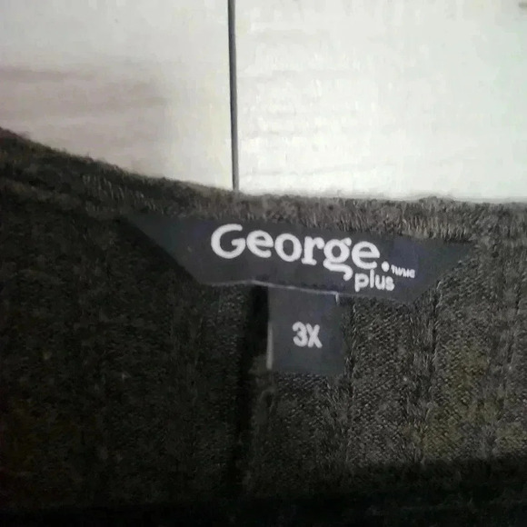 George Women's Plus Size Bottom Twist Cotton Long Sleeve Top Olive Green Size 3x - Picture 6 of 7